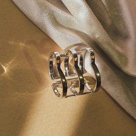 Стилен сребърен троен пръстен