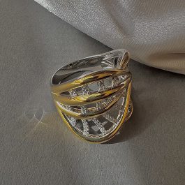 Елегантен сребърен пръстен с позлата “ Листо„