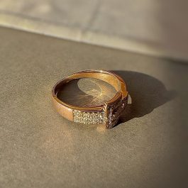 Луксозен сребърен пръстен с цирконий и позлата