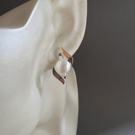 Елегантен сребърен комплект с перли и позлата
