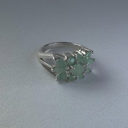 Стилен сребърен пръстен с Изумруд – 6