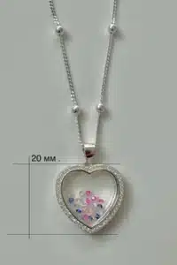 Стилно сребърно колие “Сърце - цветни камъни ”