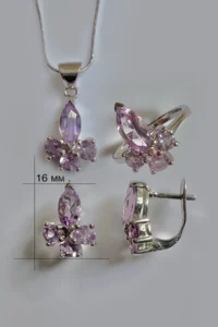 Стилен сребърен комплект „ Маркиза Аметист“