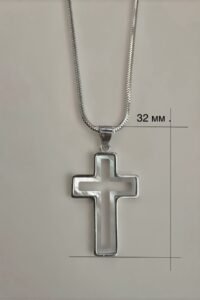 Елегантно сребърно колие „ Кръст от Седеф “