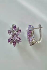 Луксозни сребърни обеци „ Ааметист – Роял“