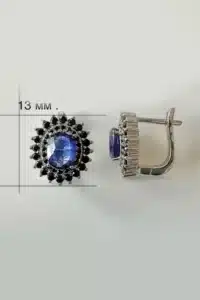 Елегантни сребърни обици със Сапфир и Оникс