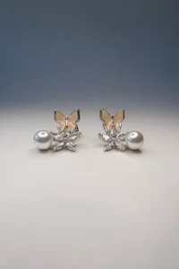 Романтични обици с пеперуди и перли