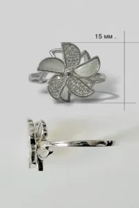 Стилен сребърен пръстен „ Вятърна мелница - Седеф “