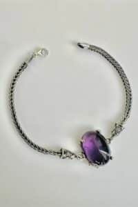 Етно сребърна гривна с Аметист