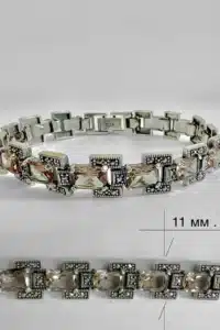 Лускозна сребърна гривна със Султанит и марказит