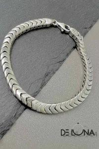 Сребърна гривна -  плетка „ Шеврон“
